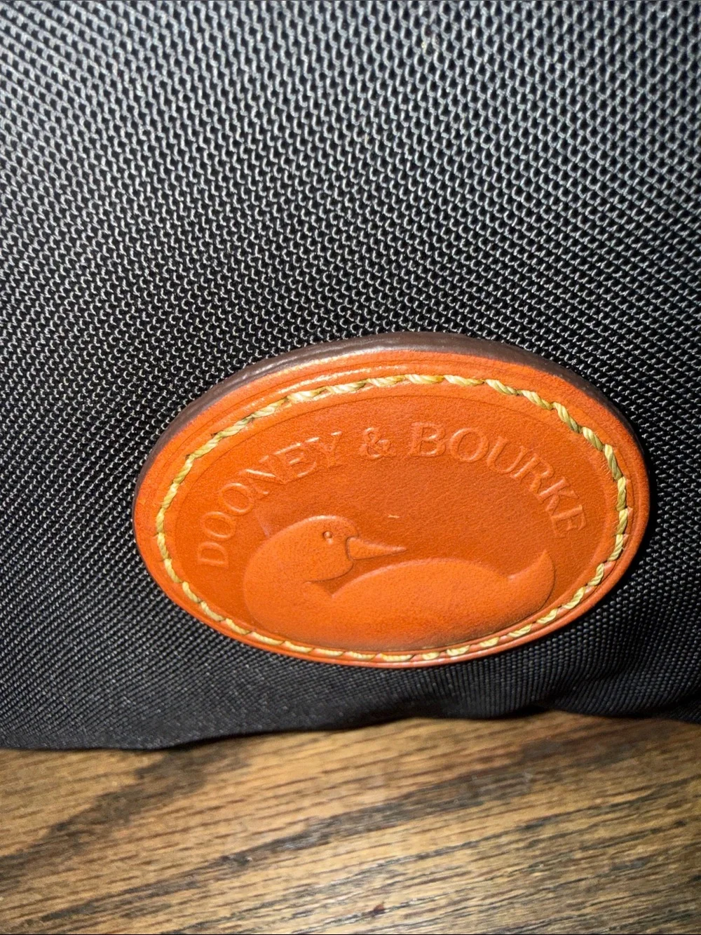 Dooney & Bourke vintage Black Nylon Hobo with Brown Leather Trim